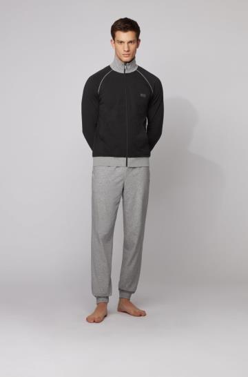 Kurtka BOSS Regular Fit Loungewear Czarne Męskie (Pl35460)